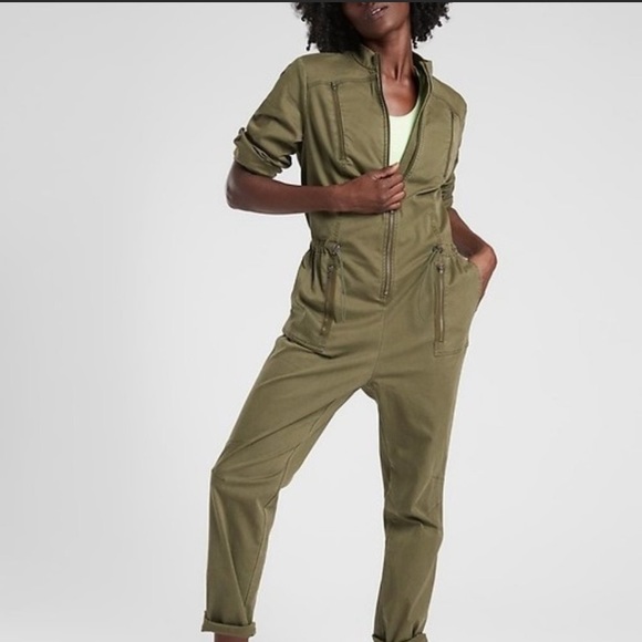 womens green utility jumpsuit